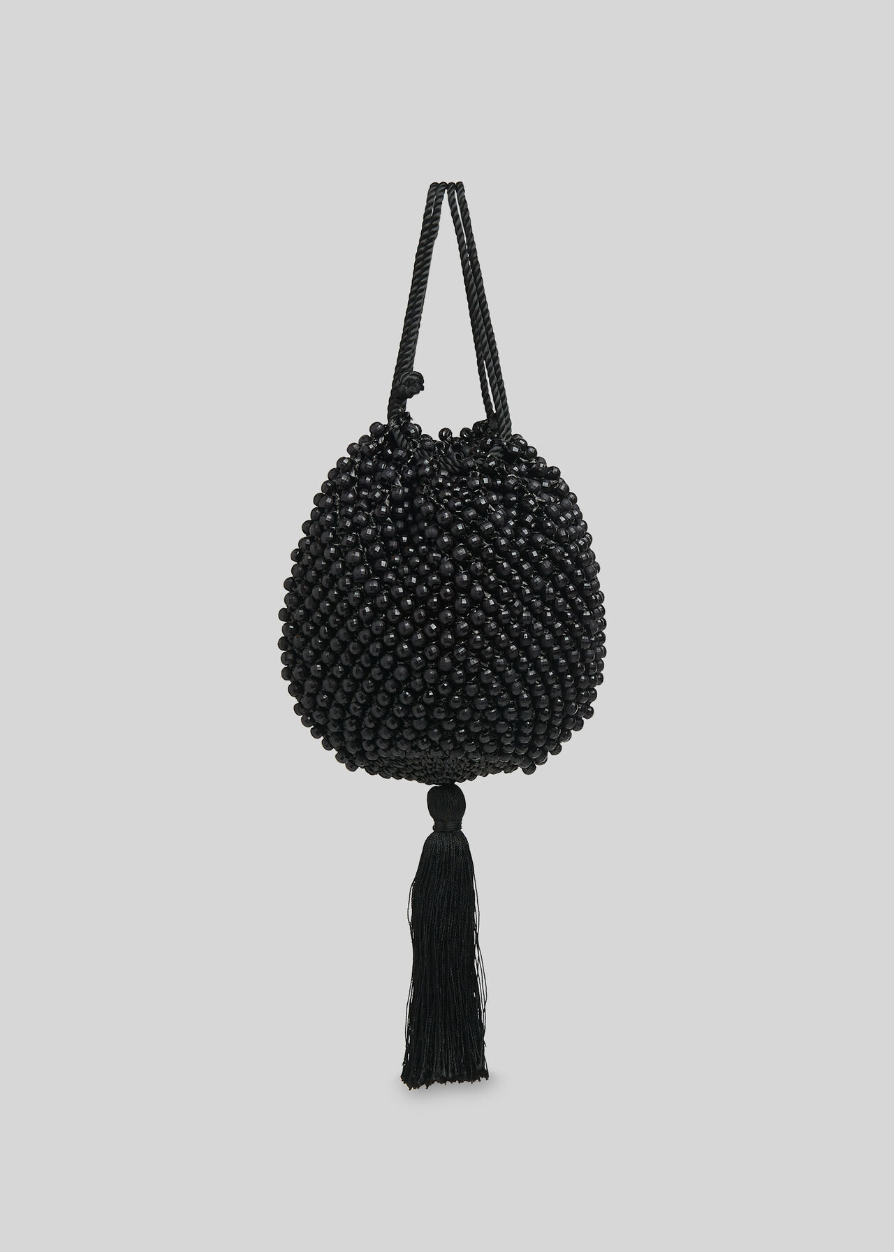 Lila Beaded Drawstring Bag Black