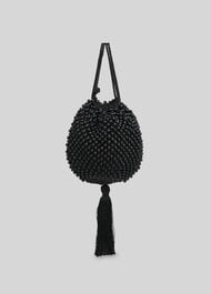 Lila Beaded Drawstring Bag Black