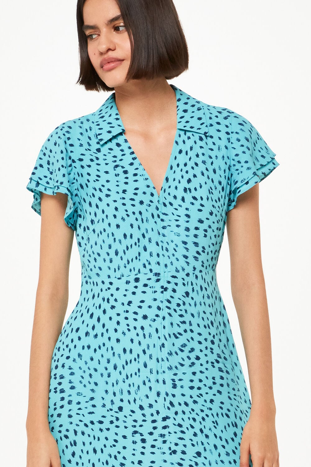 Blue Nina Speckled Spot Midi Dress