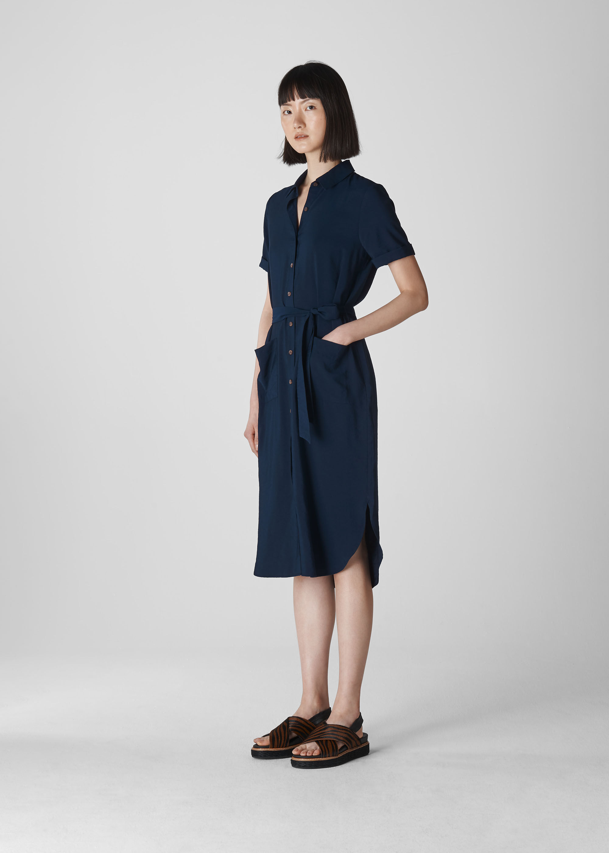 navy blue shirt dress