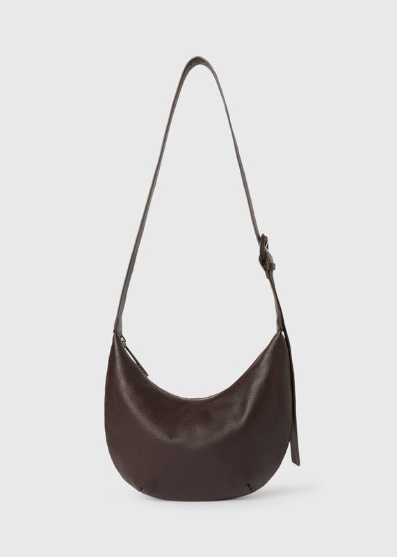 Chocolate Small Sia Curved Crossbody Bag