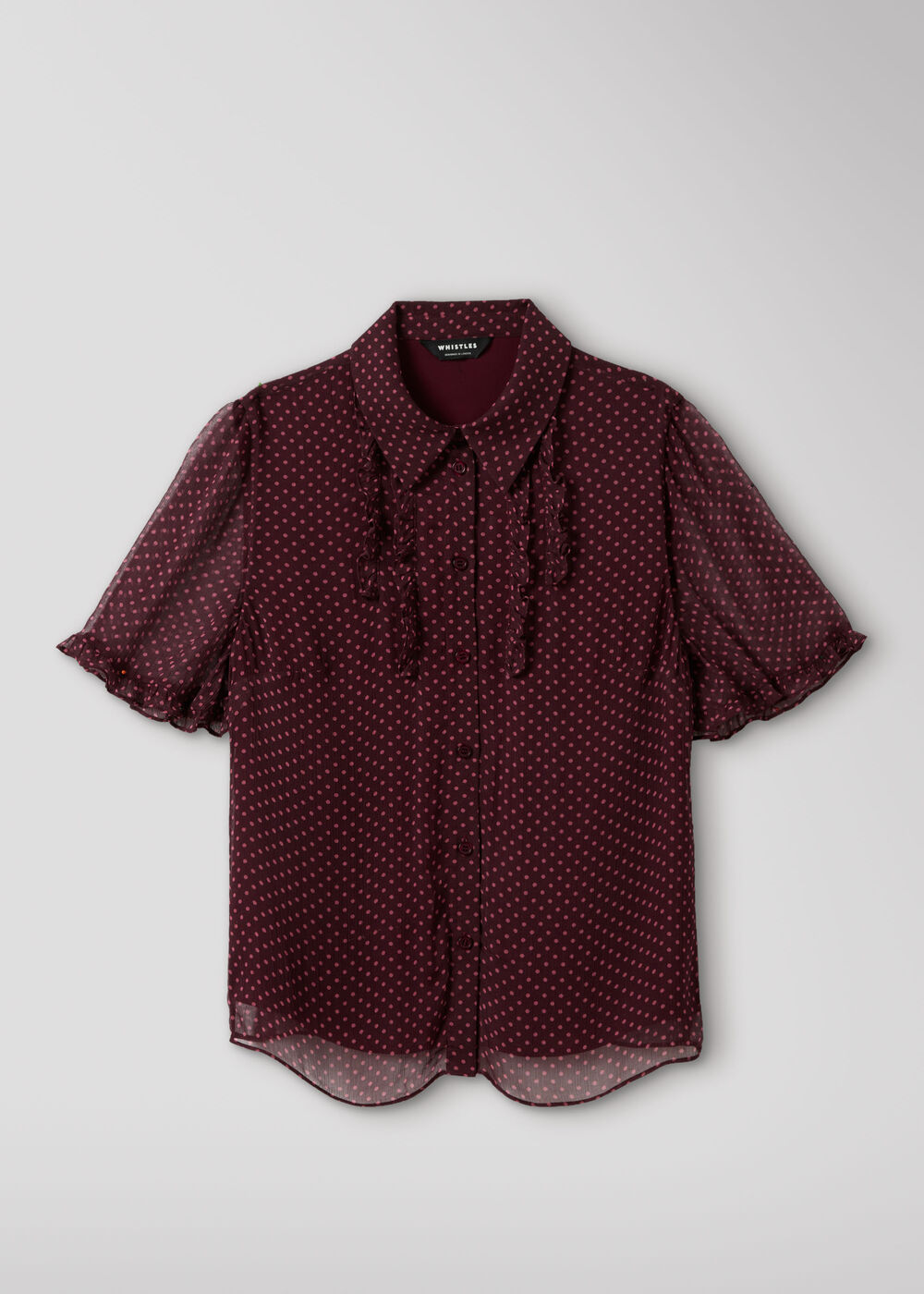 Polka Dot Sheer Sleeve Shirt