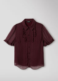 Polka Dot Sheer Sleeve Shirt