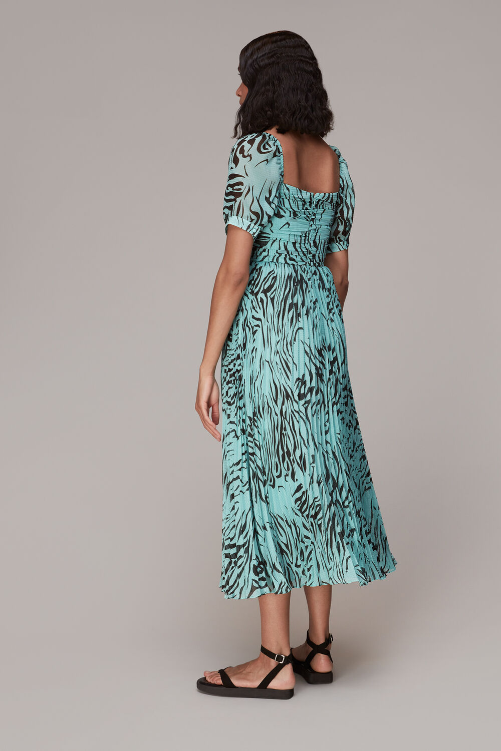 Midnight Tiger Pleated Dress