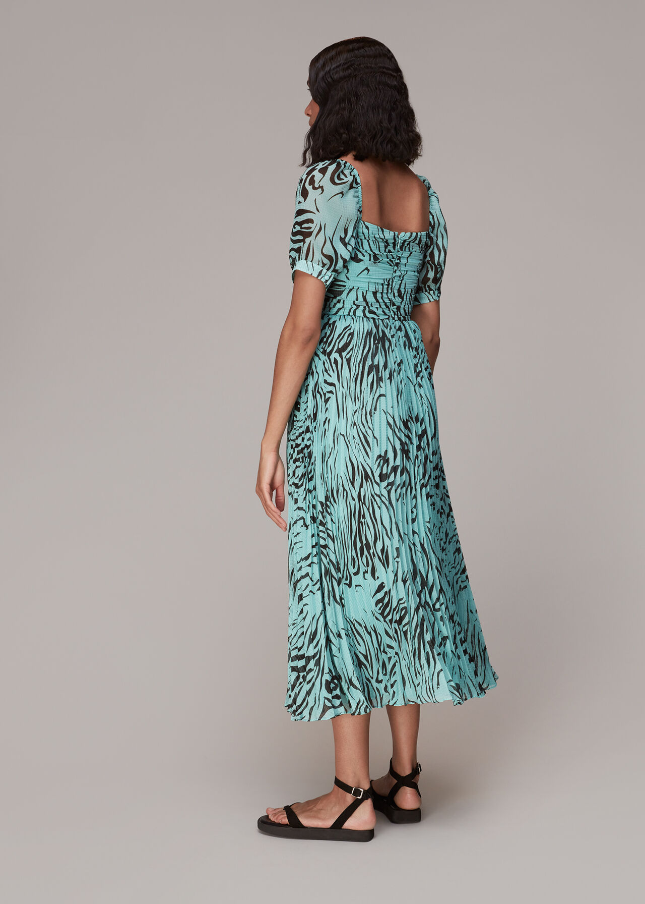 Midnight Tiger Pleated Dress