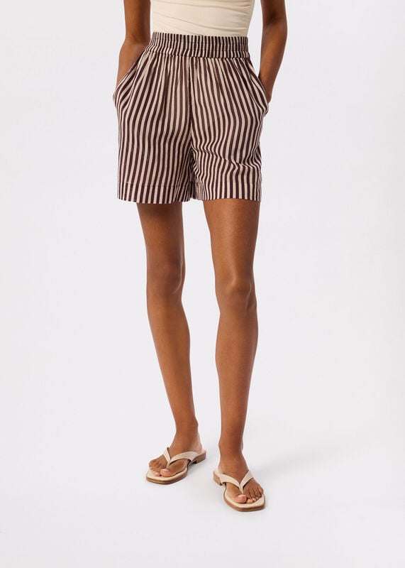 Burgundy Stripe Beach Shorts