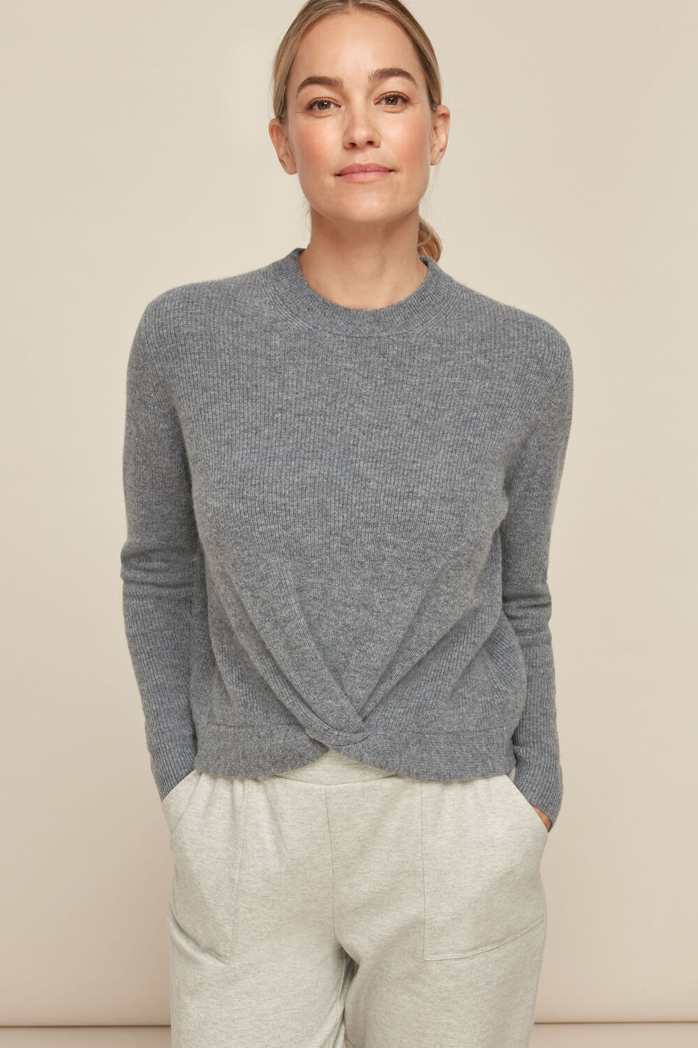 Twist Front Wool Cashmere Knit