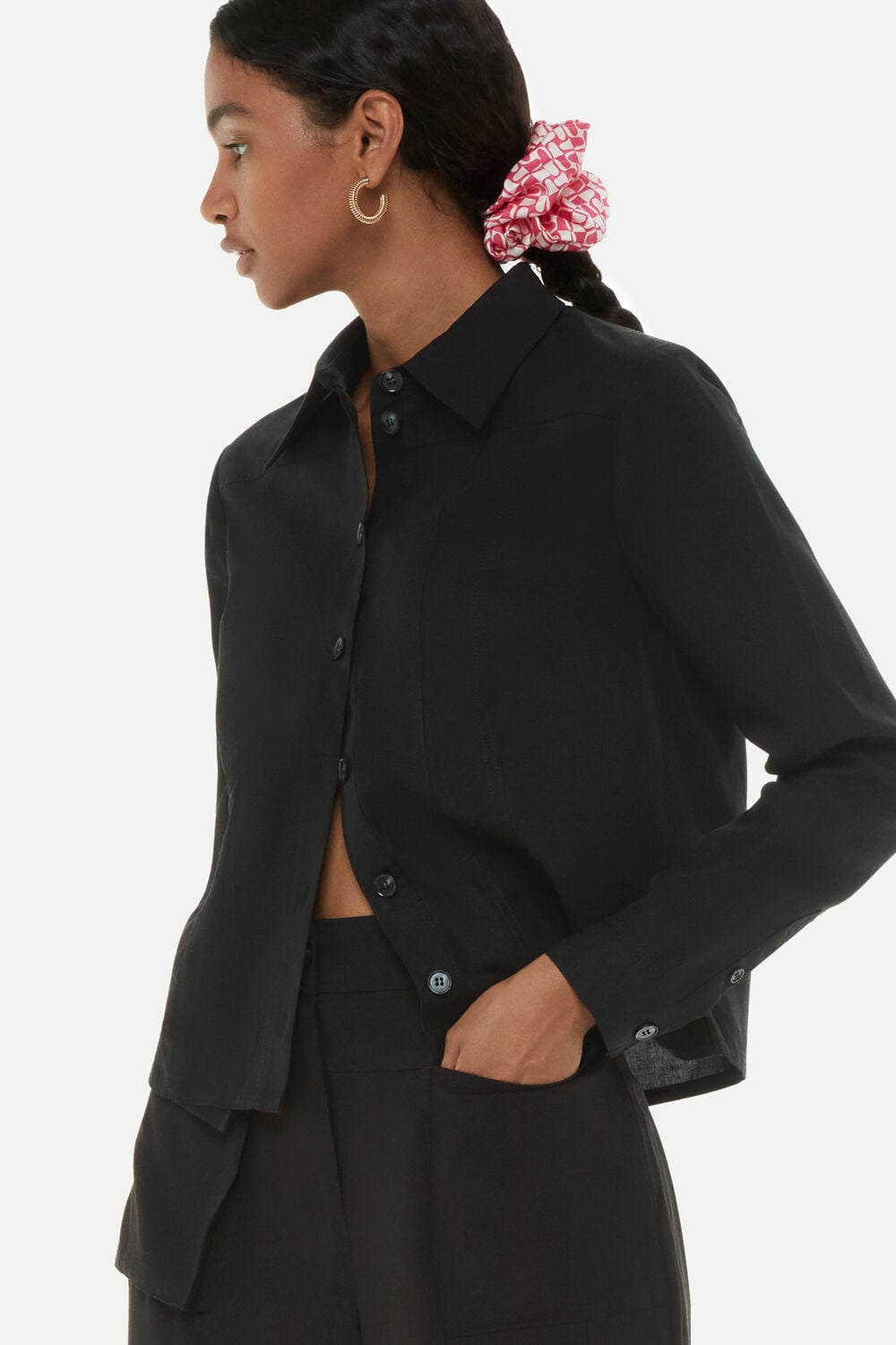 Black Cloe Seam Detail Shirt