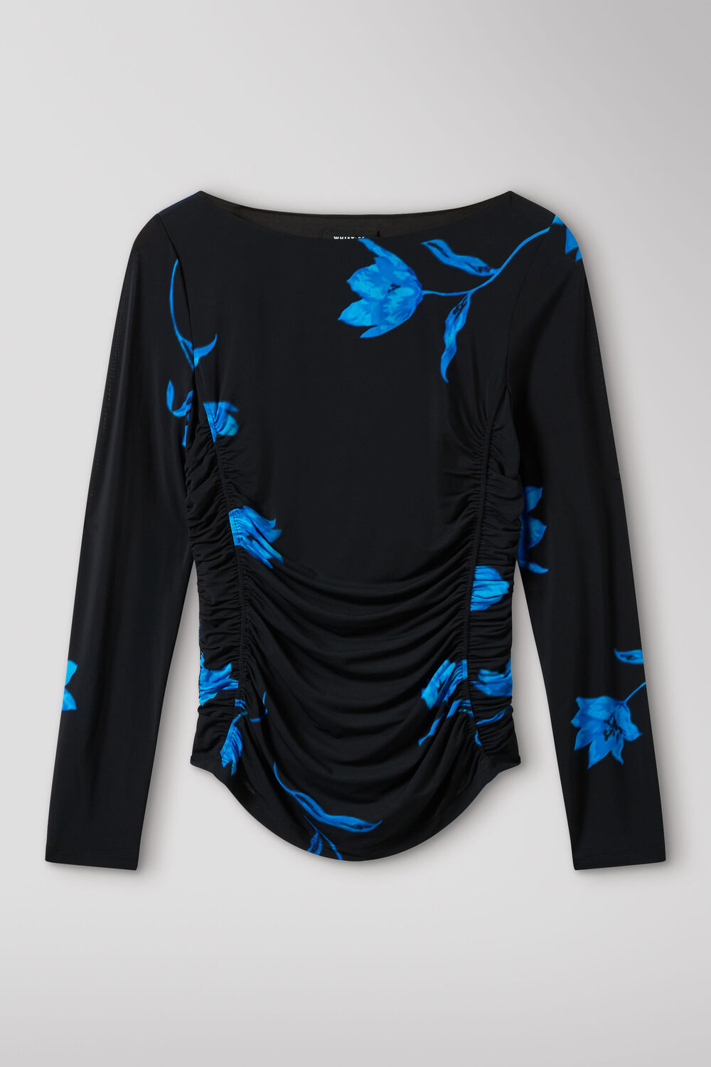 Black Floral Ruched Side Jersey Top