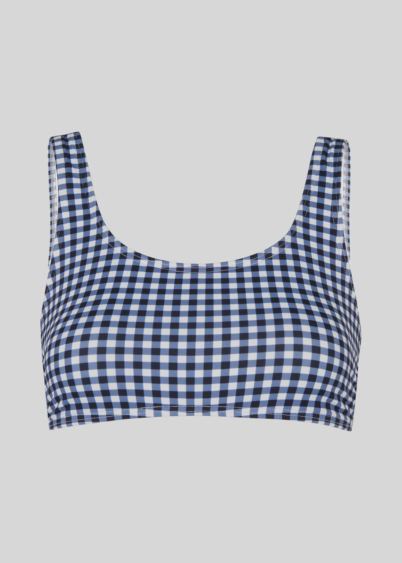 Gingham Square Neck Bikini Top Multicolour