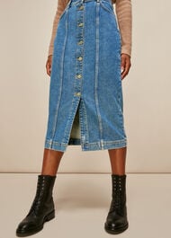 Button Through Denim Skirt