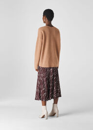 V Neck Rib Wool Sweater Camel