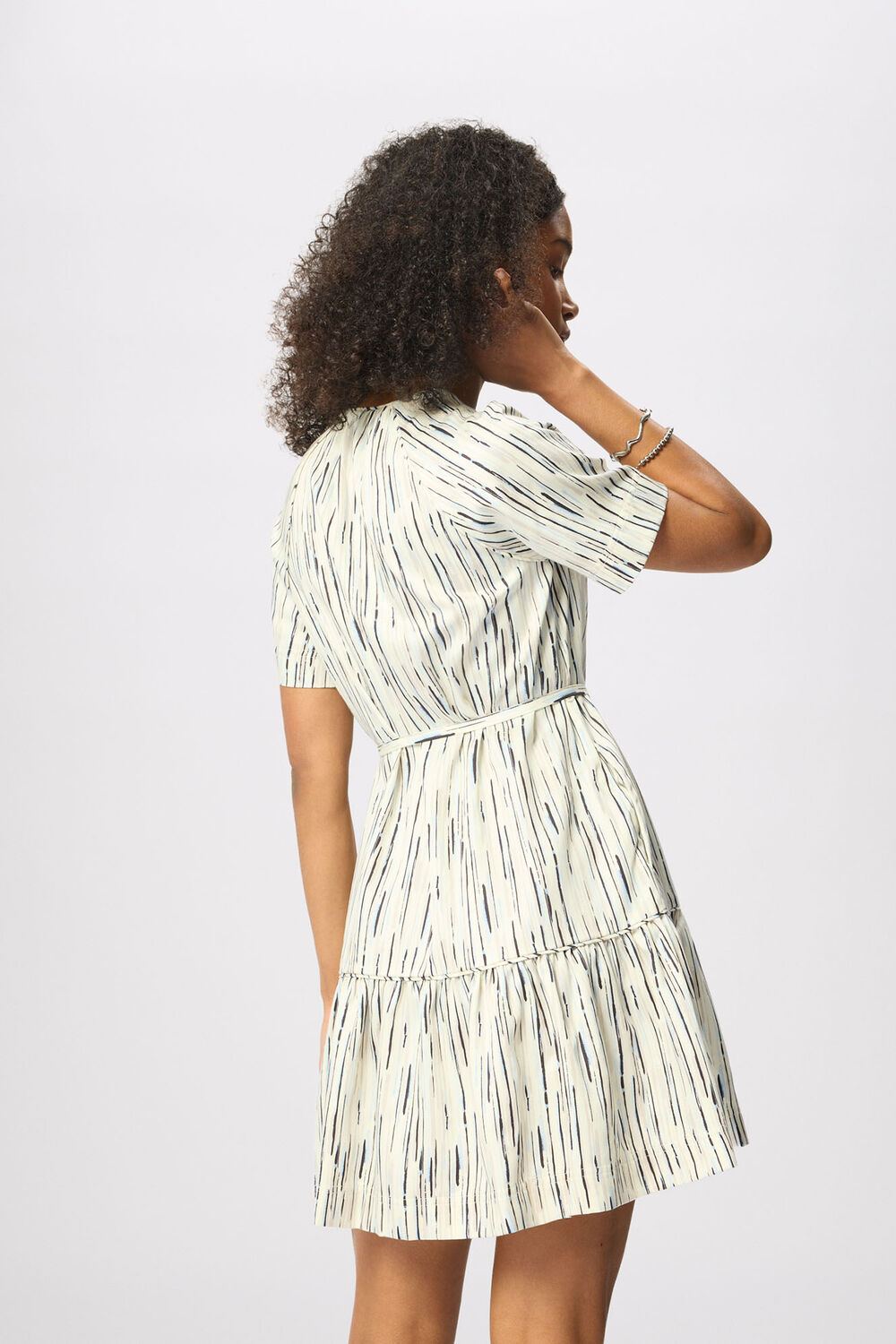 Ivory Petite Abstract Stripe Short Dress