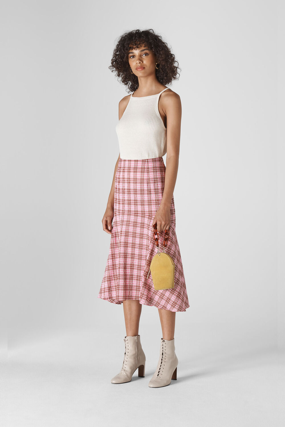 Check Seersucker Skirt Pink/Multi
