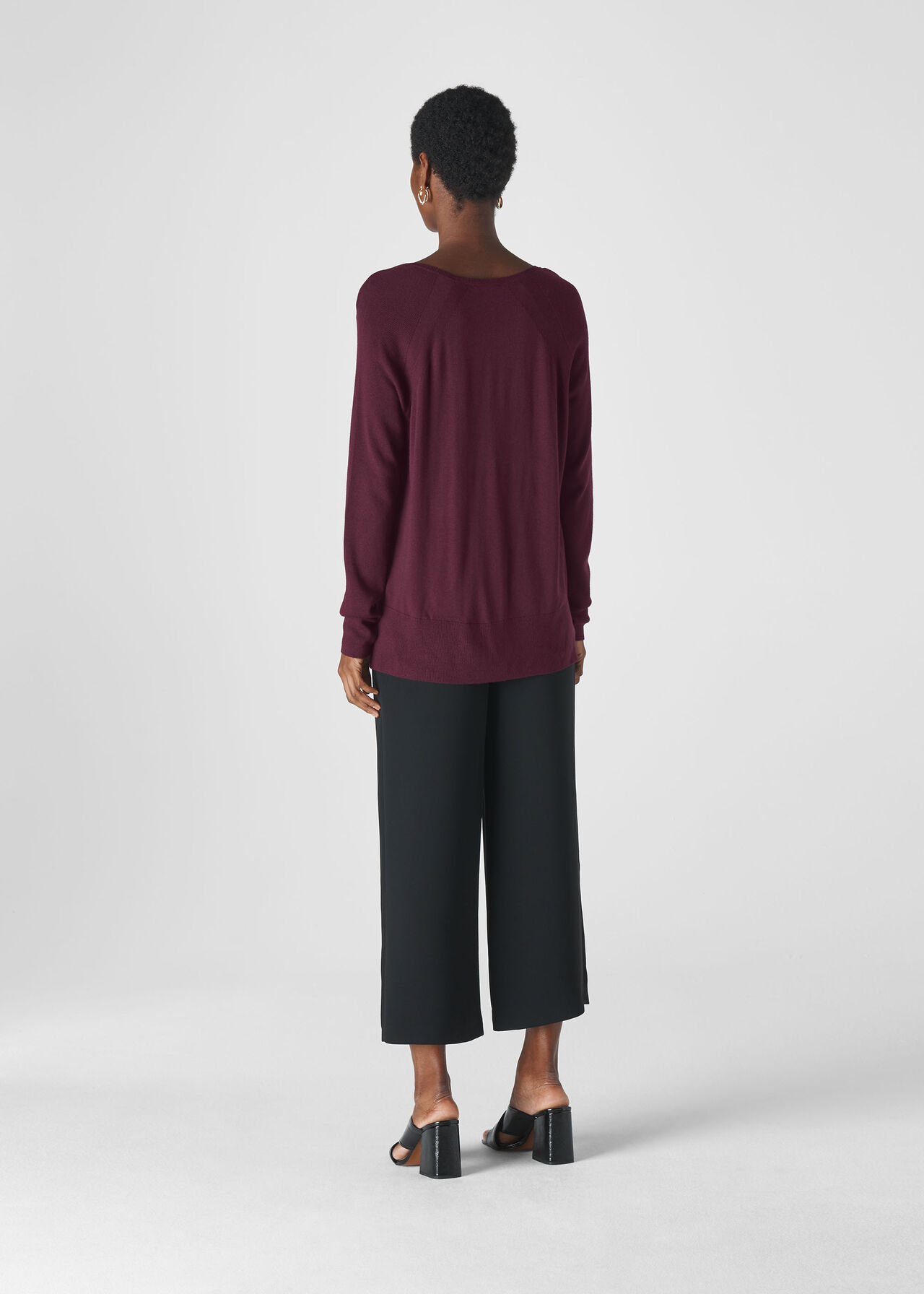 Scoop Neck Silk Mix Knit Burgundy