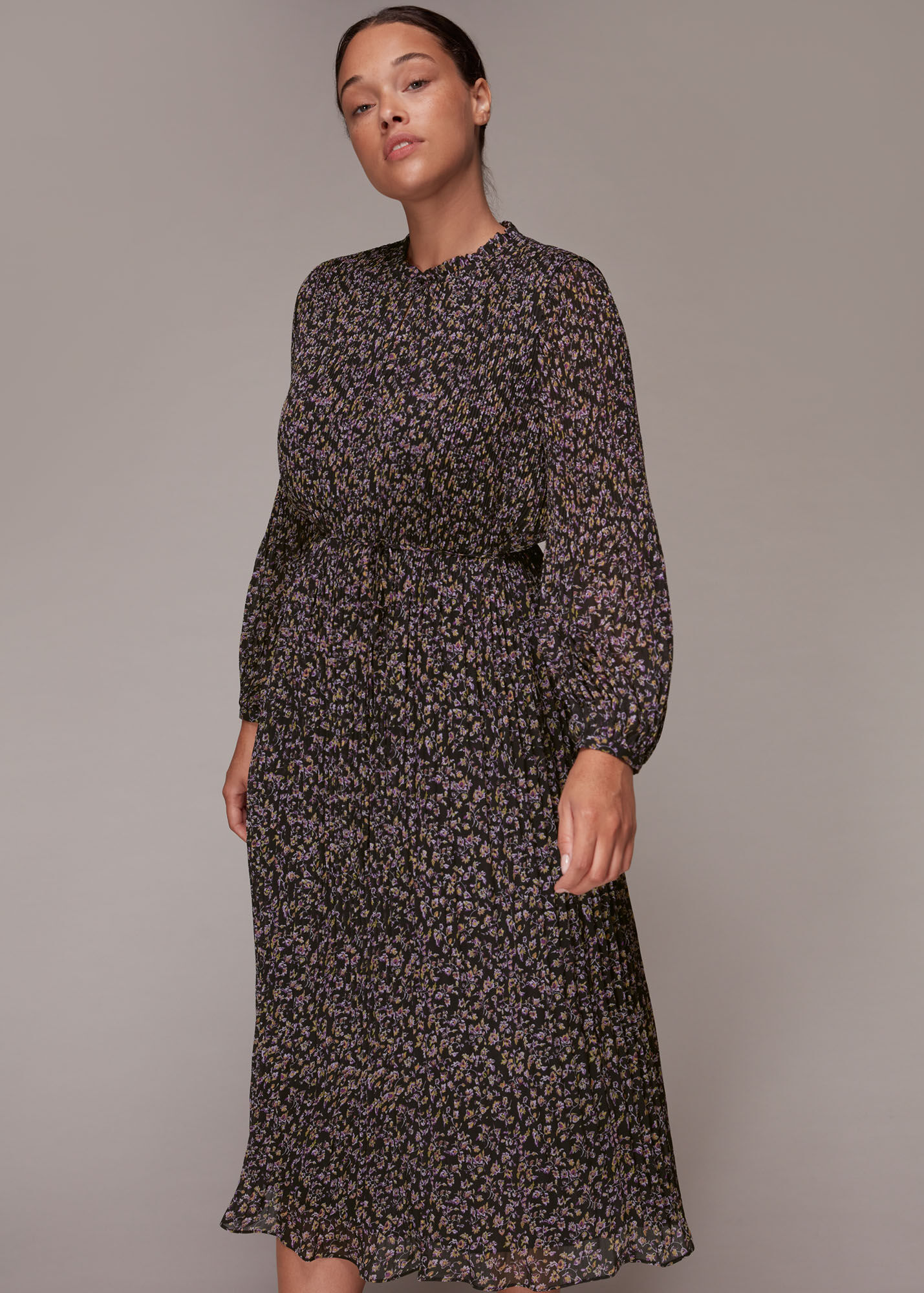 Multicolour Trailing Floral Plisse Dress WHISTLES