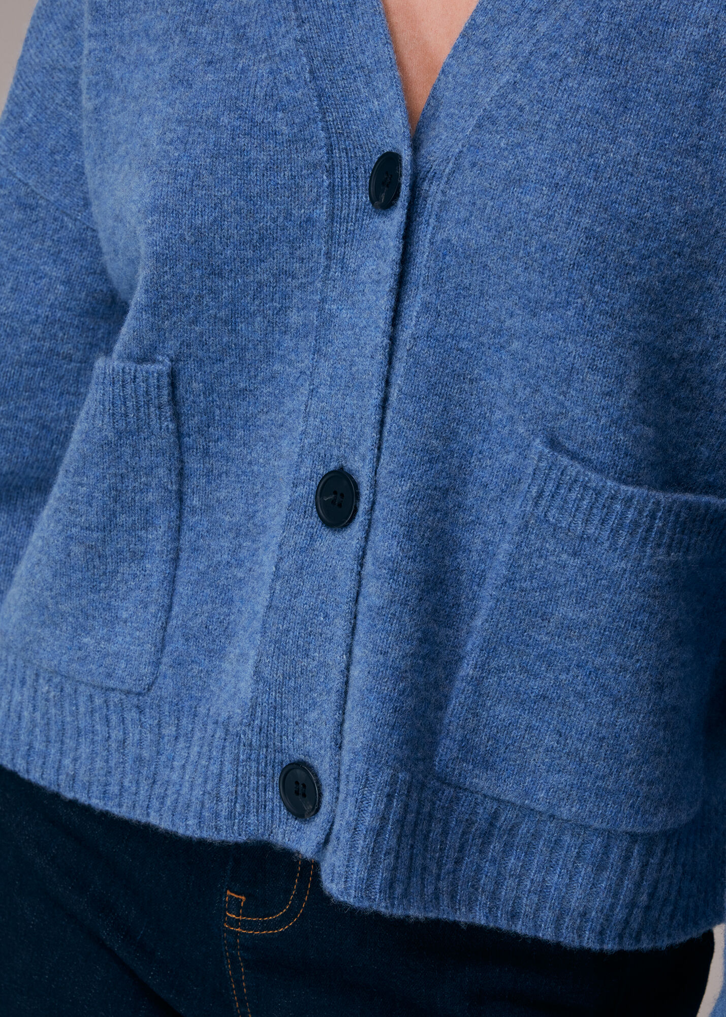 Blue wool cardigan store