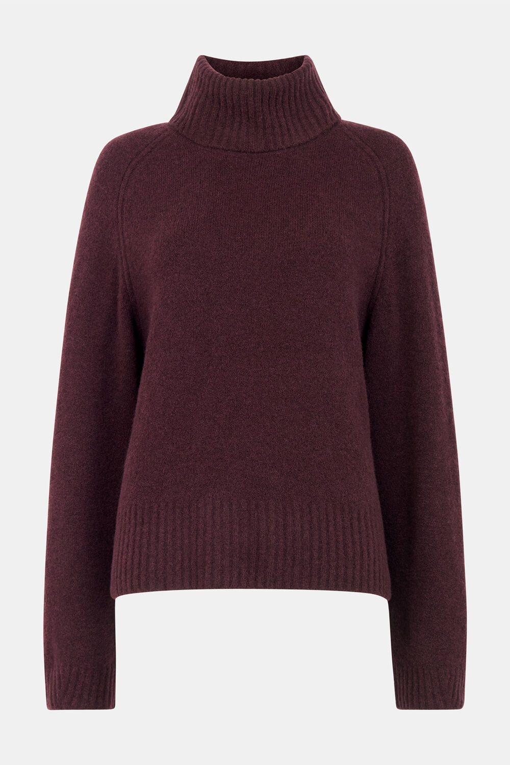 Burgundy Roll Neck Wool Mix Jumper