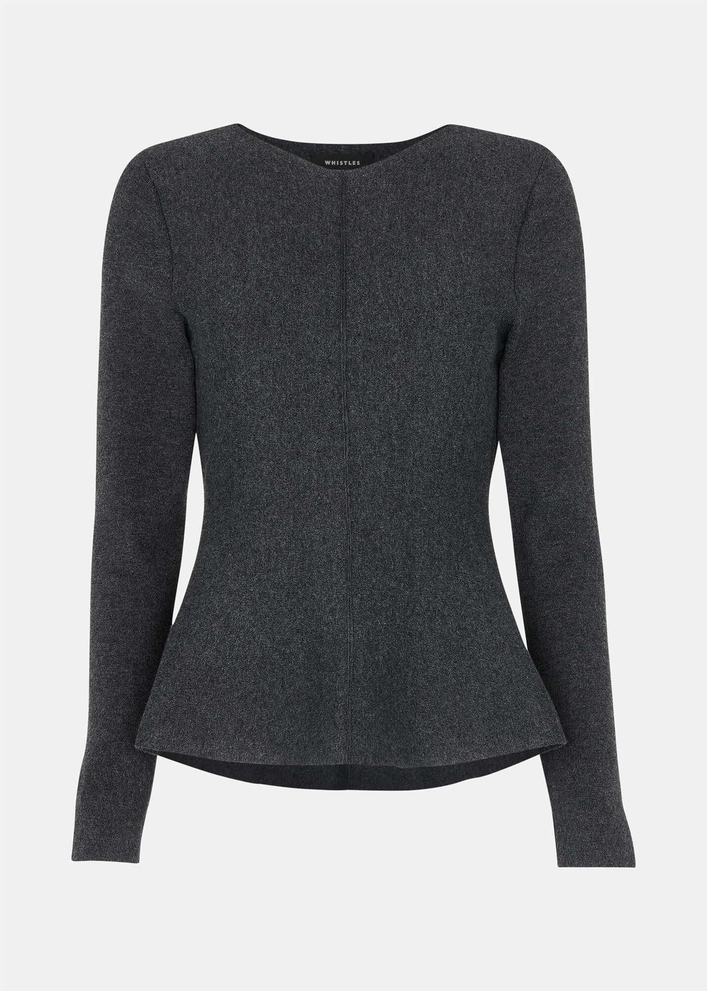 Dark Grey Peplum Detail Knit | WHISTLES | Whistles ROW |