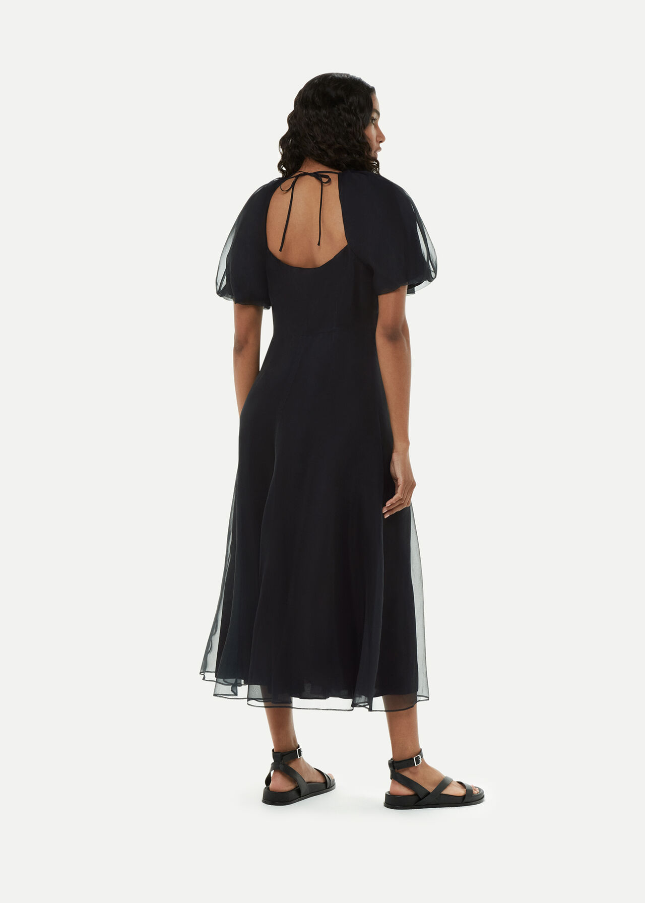 Organza Silk Puff Sleeve Dress