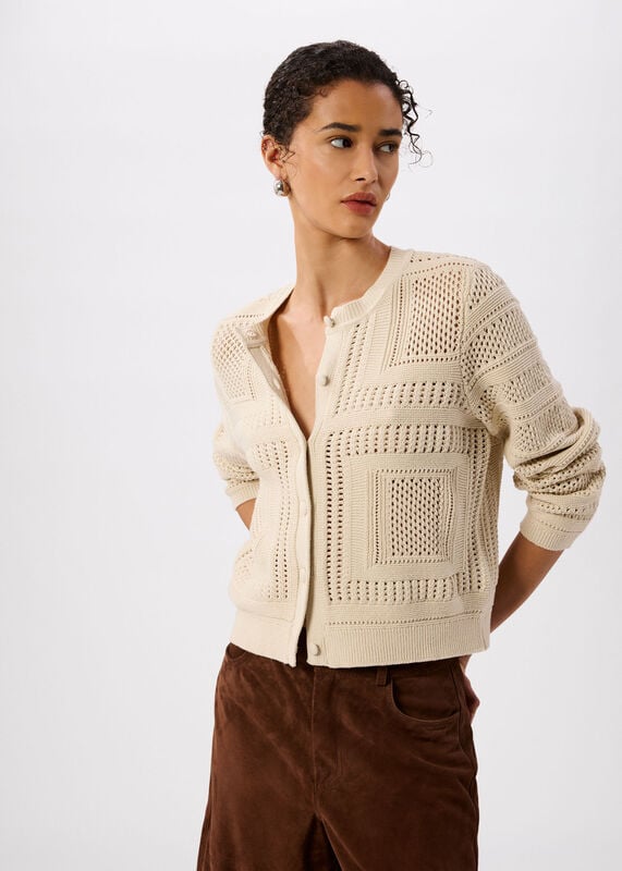 Ivory Crochet Detail Cardigan