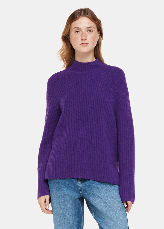 Wool Mix Rib Funnel Neck
