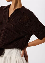 Crochet Detail Cotton Polo