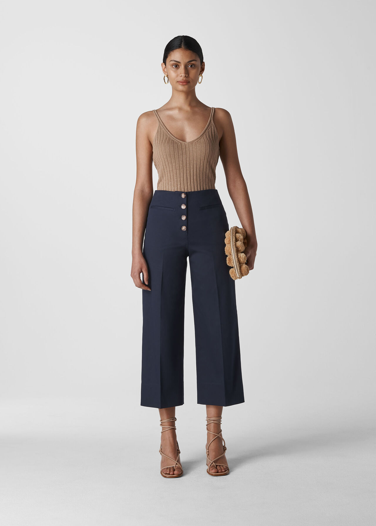 Heidi Button Front Trouser Navy