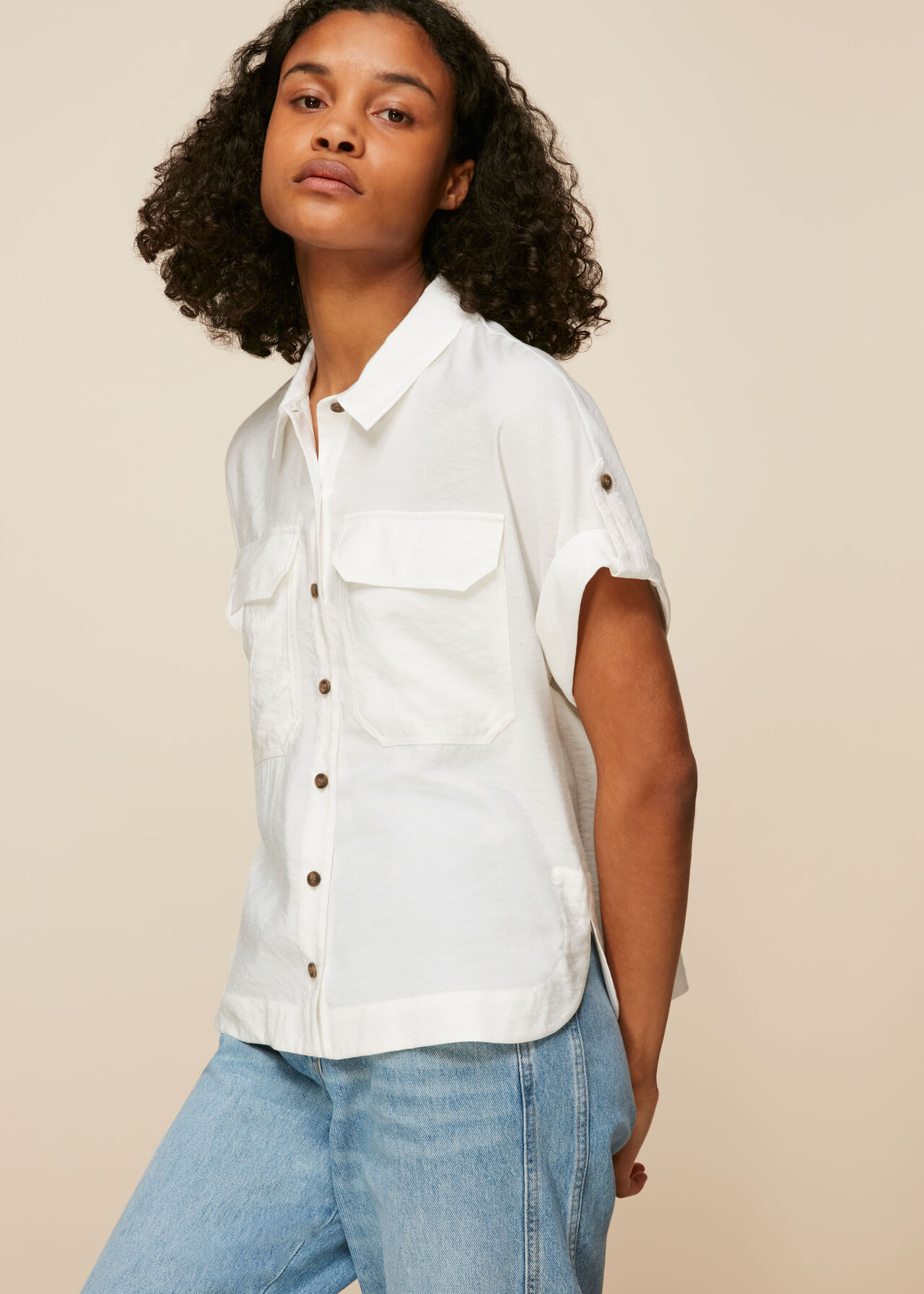 White Elena Pocket Detail Shirt | WHISTLES