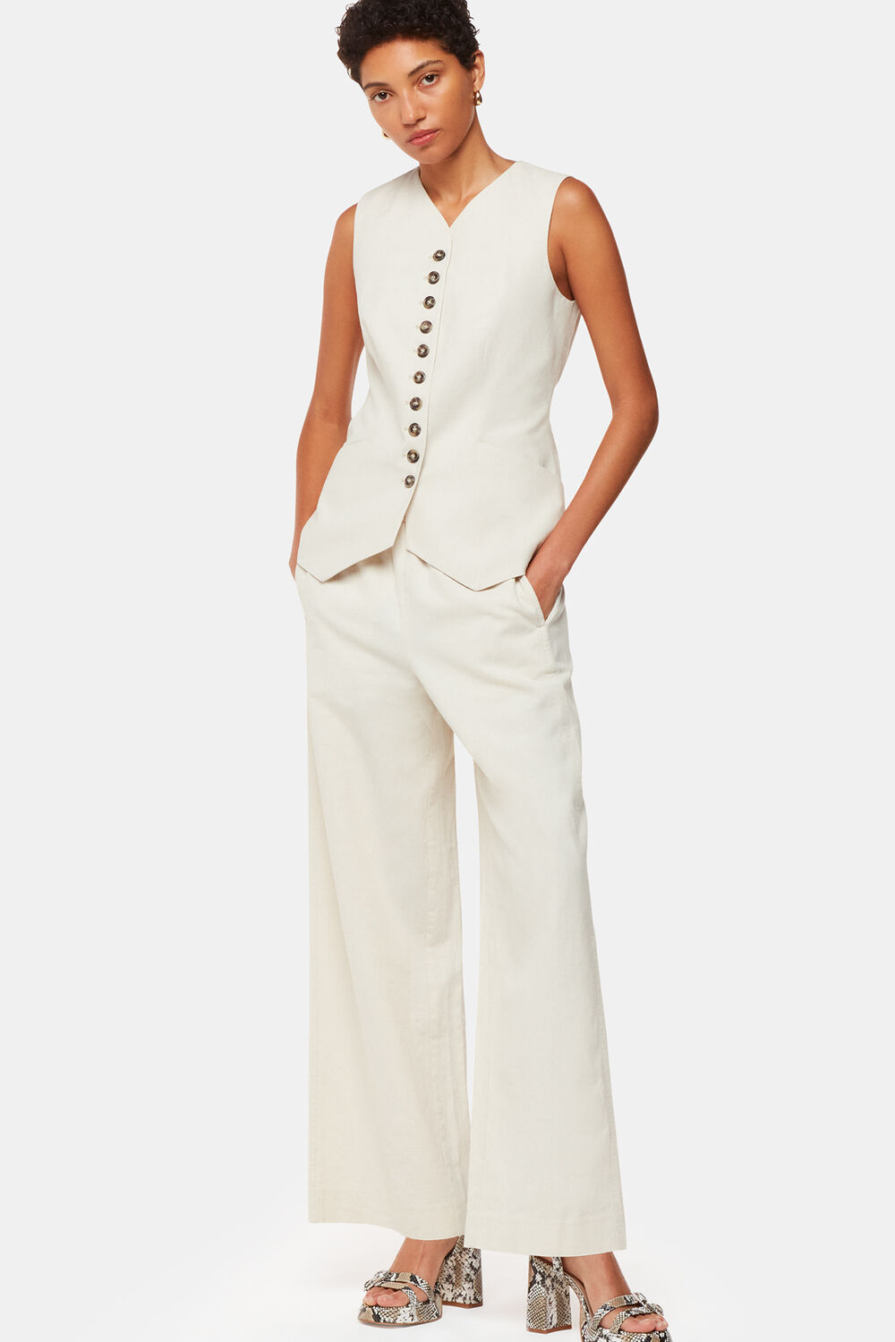 Oatmeal Lindsey Linen Blend Trouser
