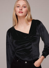 Asymmetric Neck Velvet Top