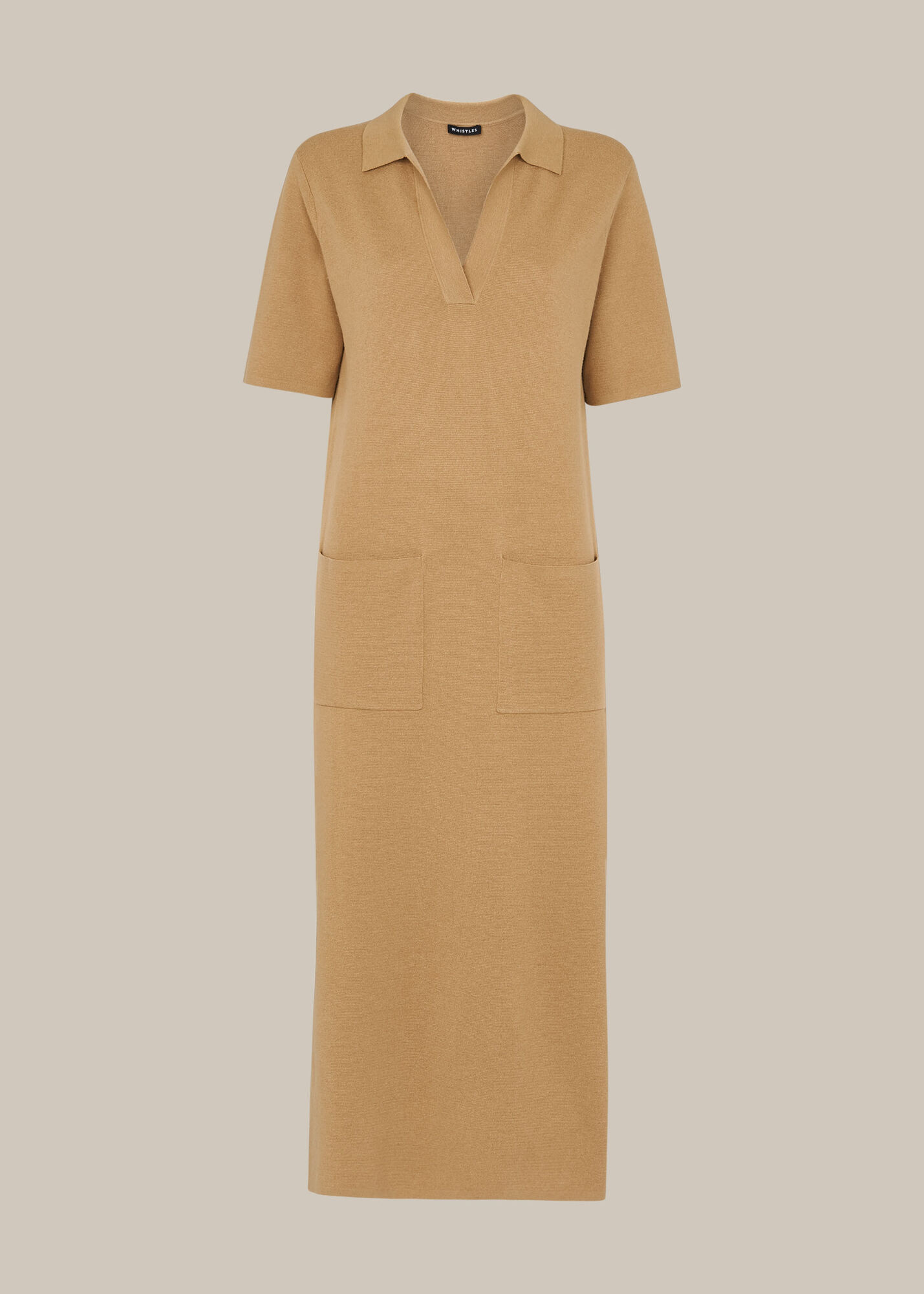 Camel Polo Neck Knit Dress WHISTLES