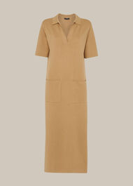 Collar Detail Midi Knit Dress