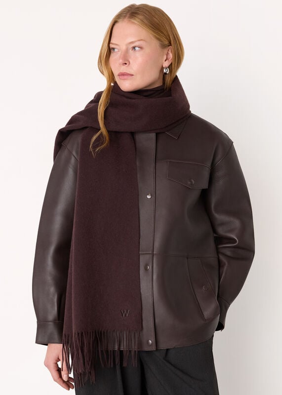 Chocolate Fringed Blanket Scarf