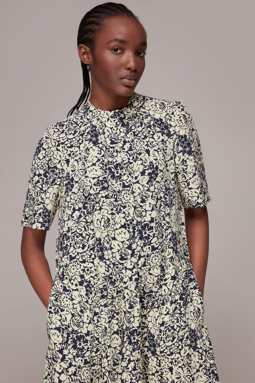 Graphic Floral Trapeze Dress