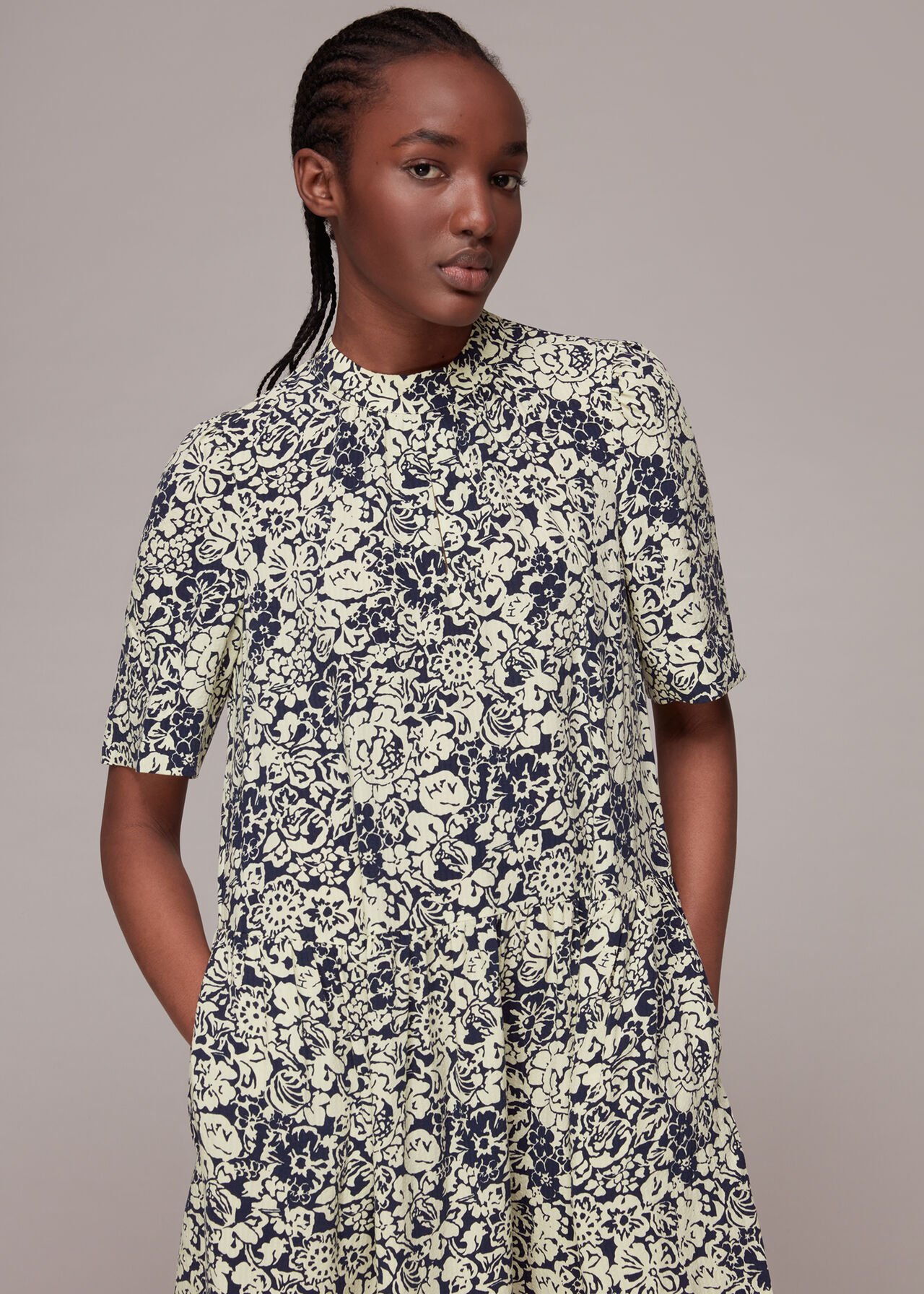 Graphic Floral Trapeze Dress