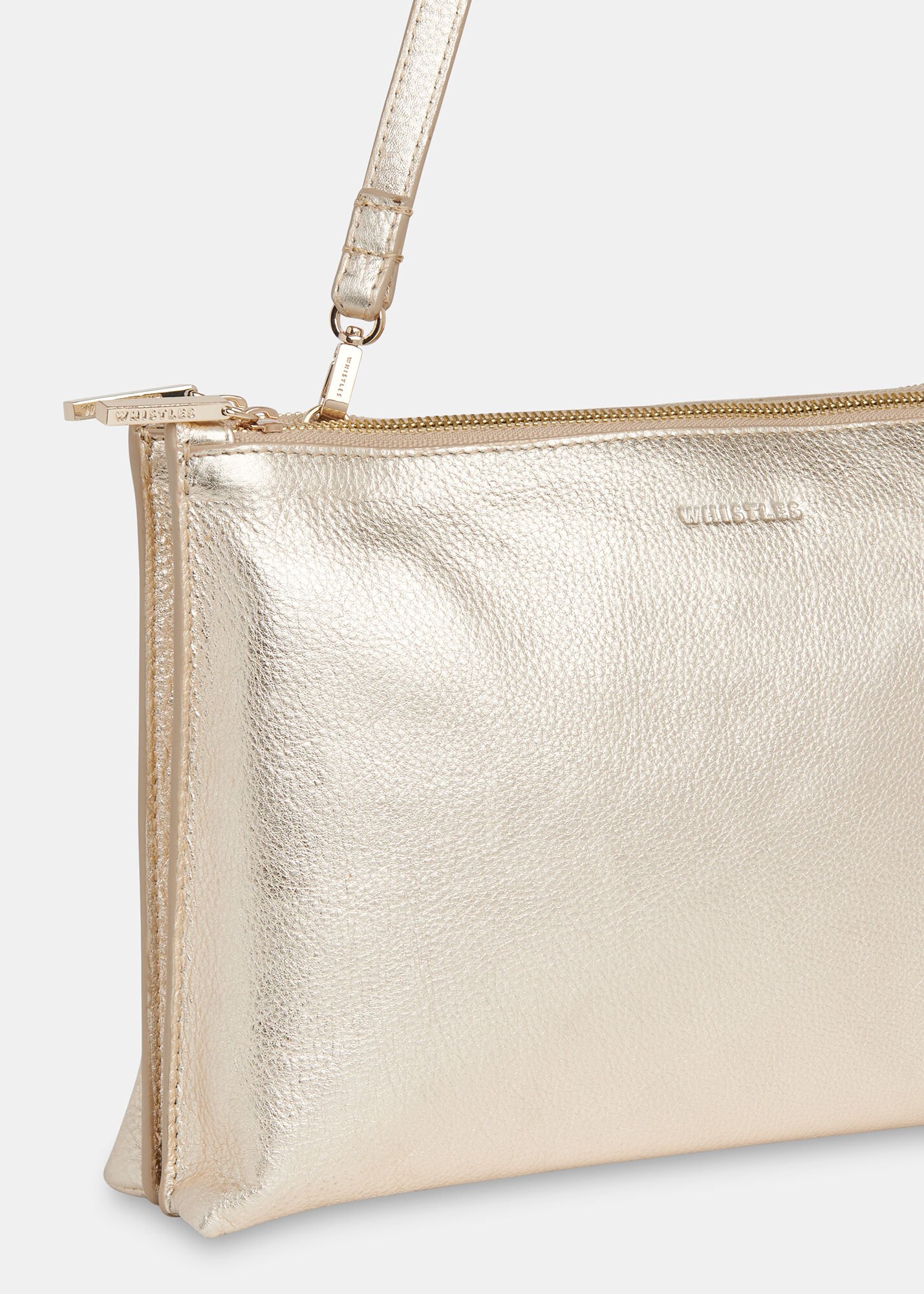 Gold Multi Rae Flat Double Pouch Clutch WHISTLES Whistles UK