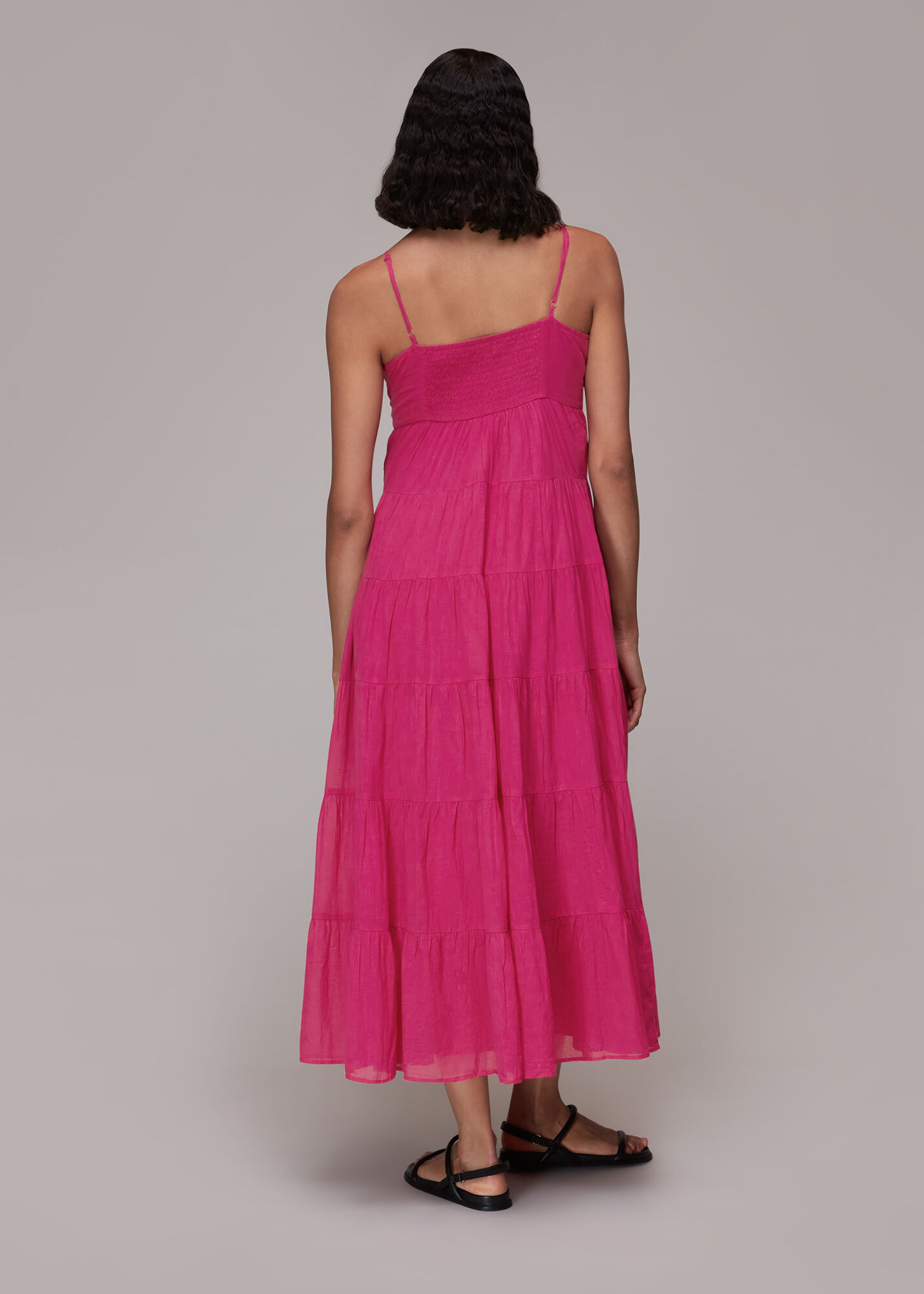 Pink Grace Tiered Midi Dress WHISTLES