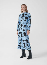 Cow Print Military Dress Blue/Multi