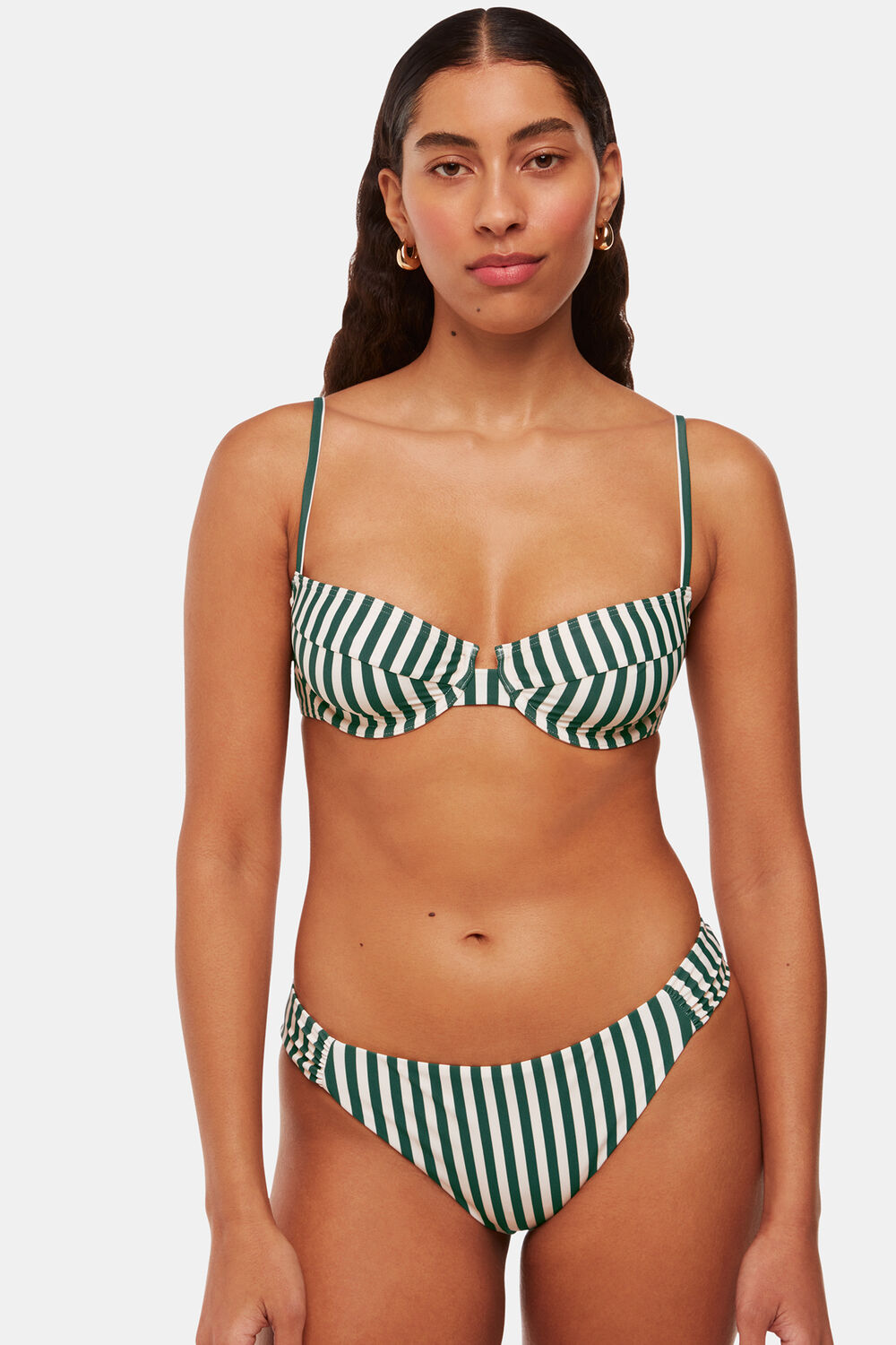 Green Stripe Bikini Top