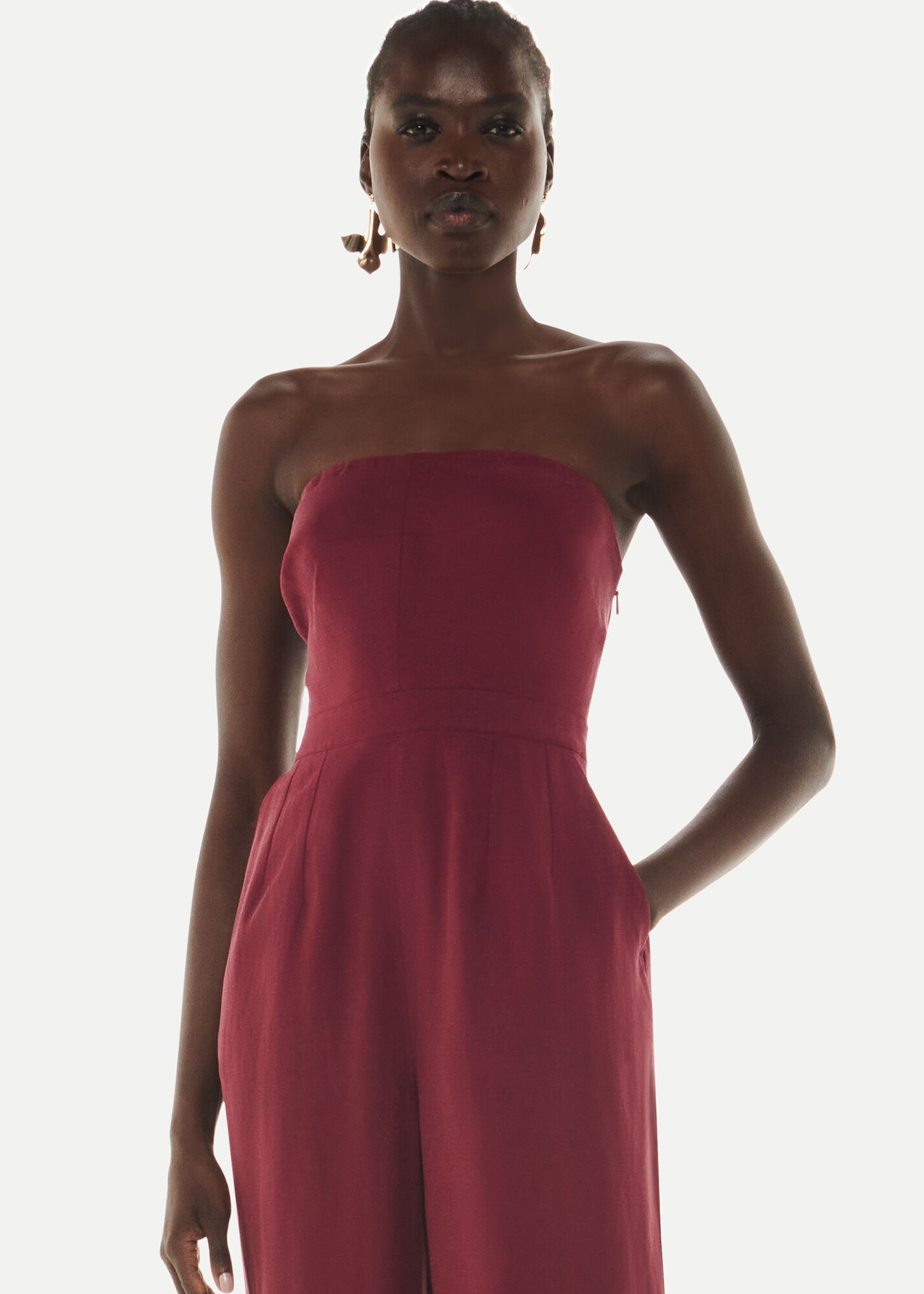 Red bandeau jumpsuit discount