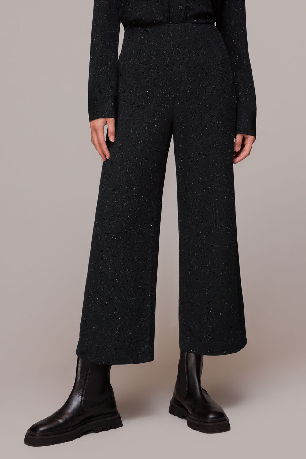 Black Sparkle Cropped Trouser