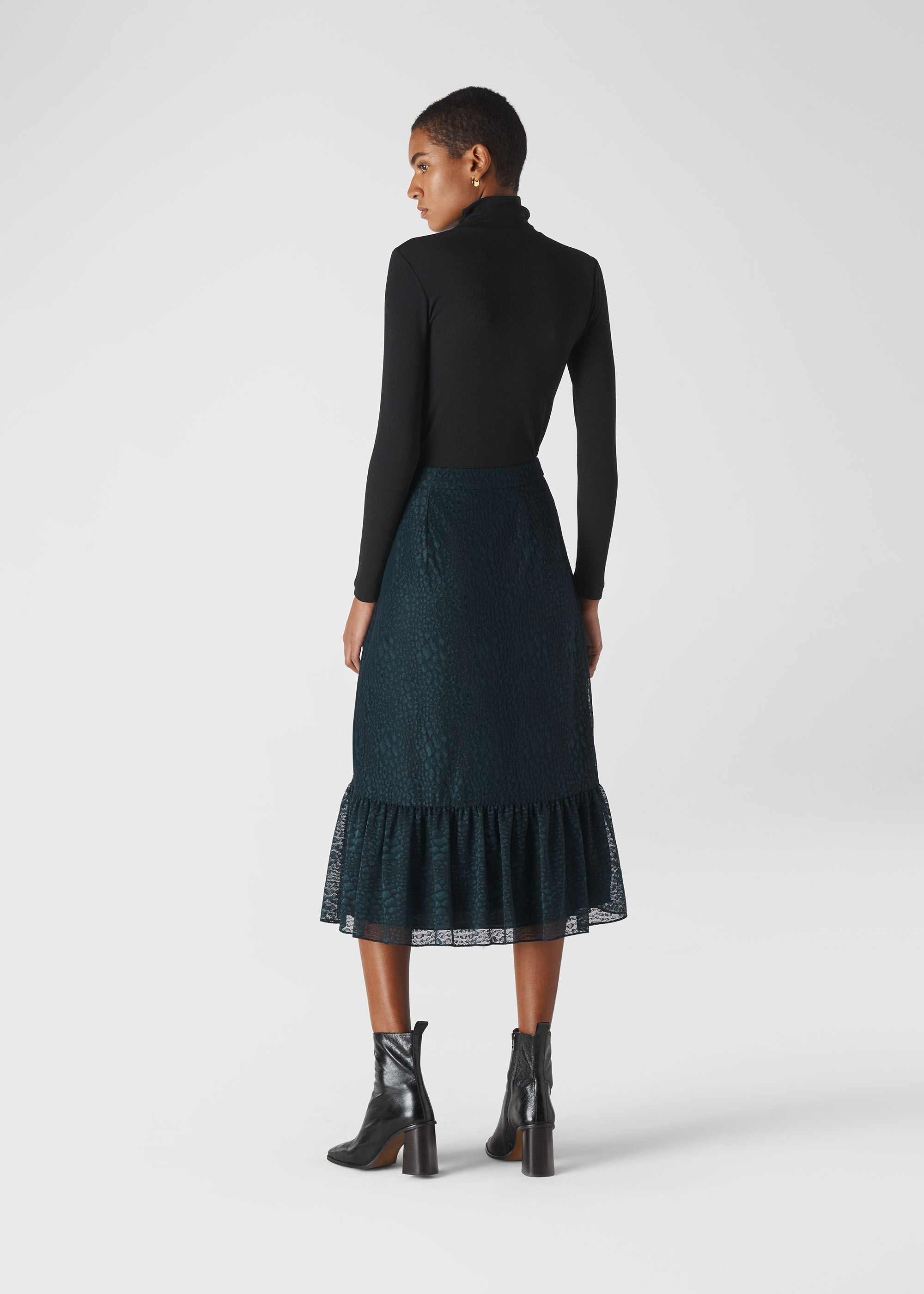 Black and green lace skirt top