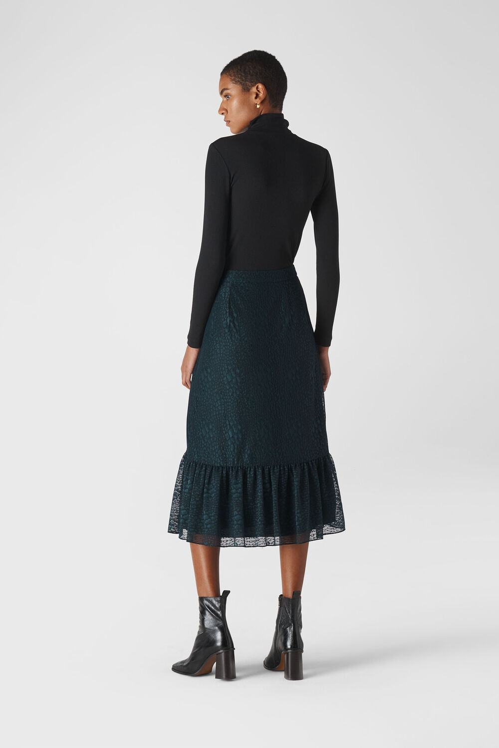 Ellis Animal Lace Skirt Dark Green