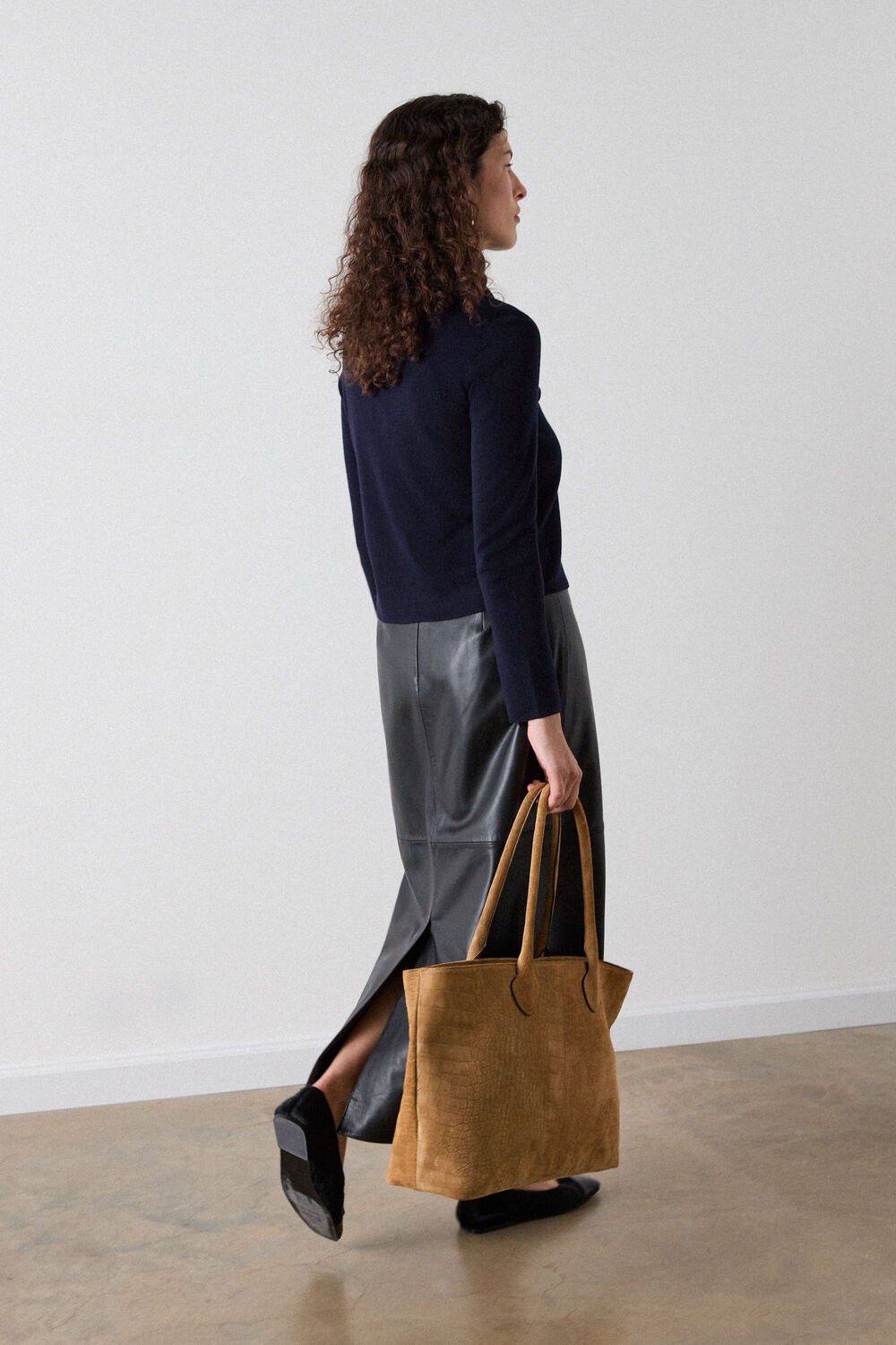 Navy Crew Neck Scarf Cardigan
