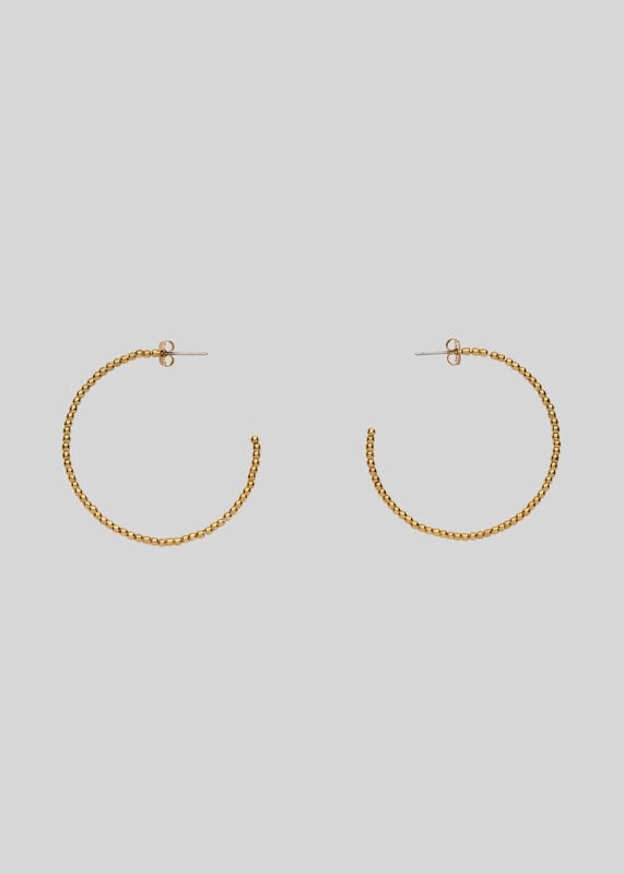 Gold Seed Bead Large Hoop Earring