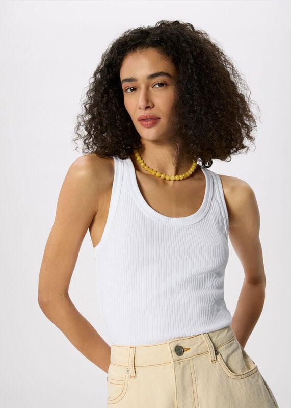 White Ultimate Ribbed Scoop Vest