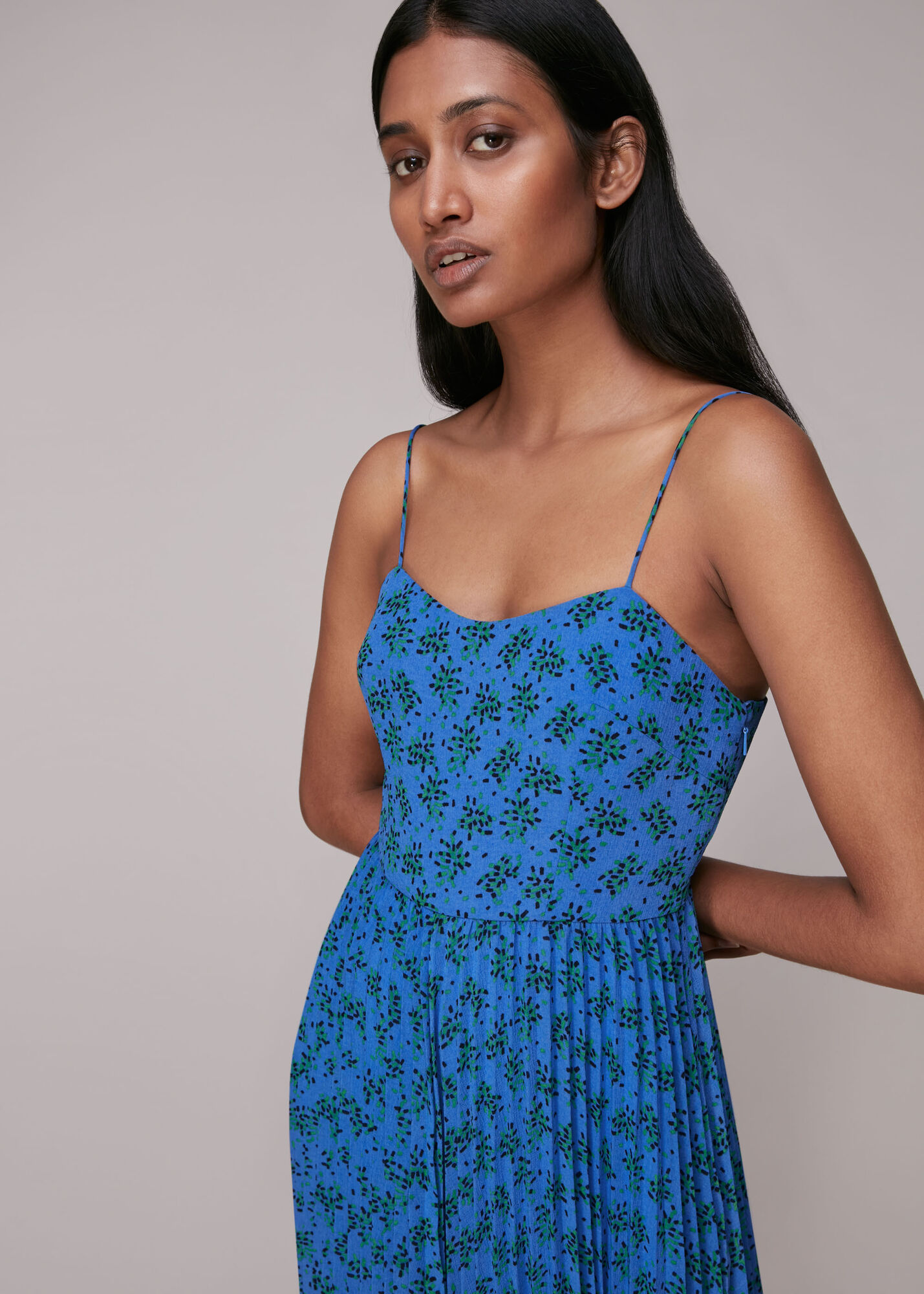 Multicolour Strappy Pleated Dress WHISTLES