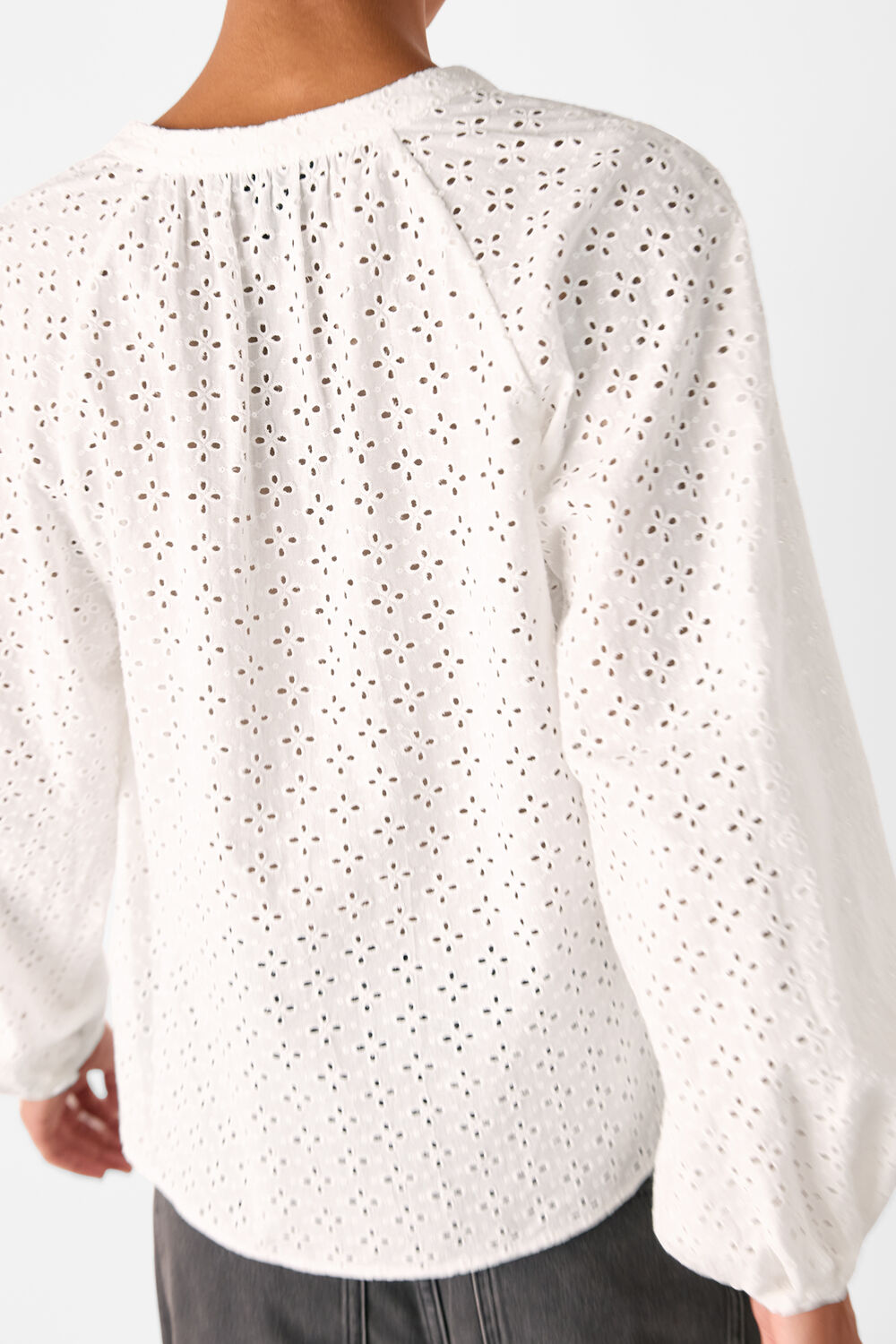 Broderie V Neck Blouse