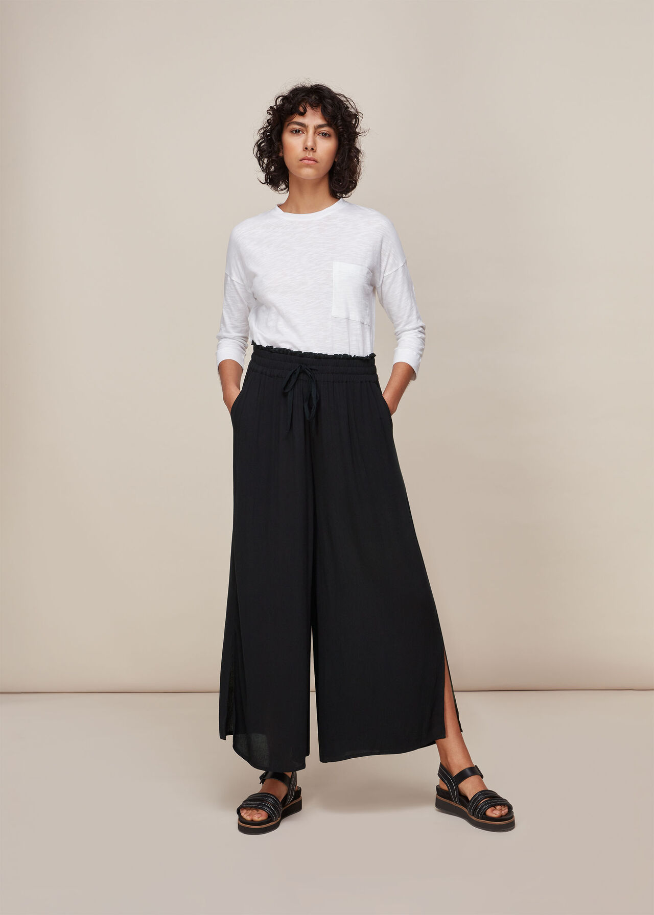 Fluid Crop Trouser Black